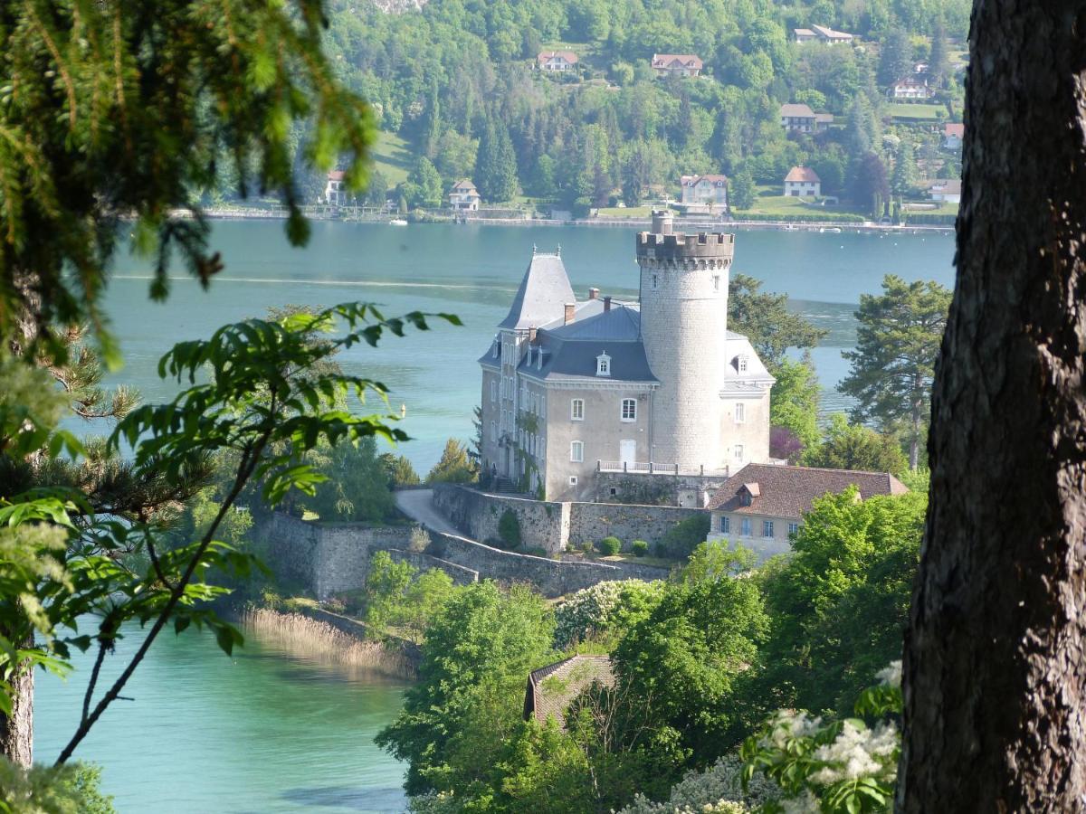 Logement atypique avec vue unique panoramique sur le lac d’Annecy, dans une résidence avec plage et ponton privée sur la commune de Duingt  Extérieur photo